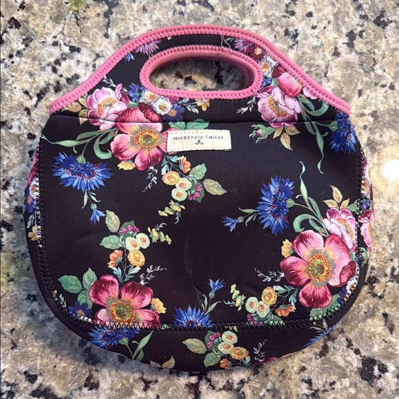 Mackenzie-Childs Floral Black Lunch Bag - Picture 1 of 6